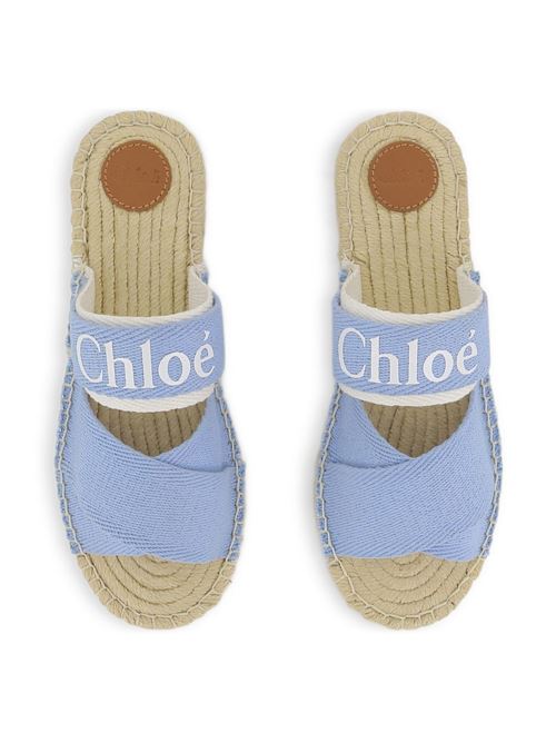 Ciabatte bambina Chloé in denim con fasce incrociate Chloe' Kids | C20885Z10